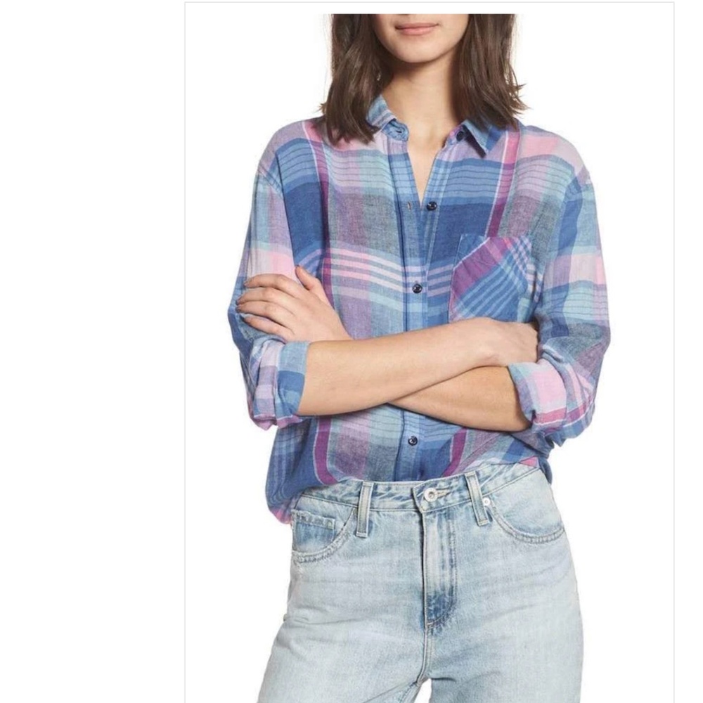 Rails Charli Linen Top in Laguna Coast Azalea